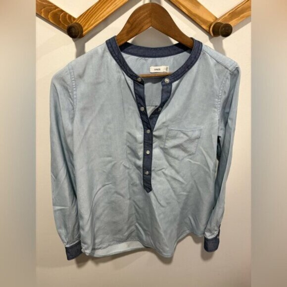 🌟Vince. 🌟 Blue quarter Button down Blouse - Small - Picture 3 of 7